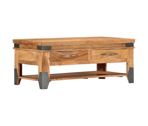 Mesa de centro de madera maciza de acacia 110x52x45 cm