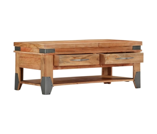 Mesa de centro de madera maciza de acacia 110x52x45 cm