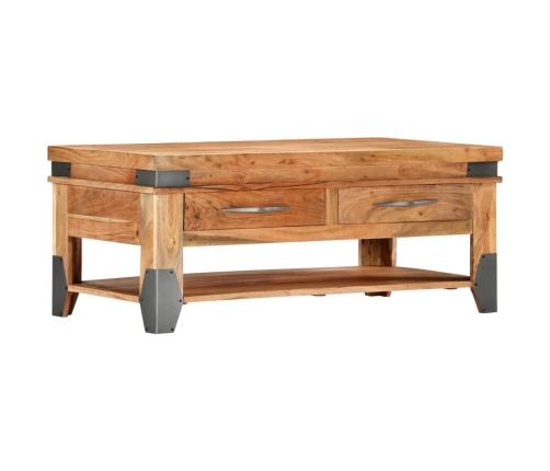 Mesa de centro de madera maciza de acacia 110x52x45 cm