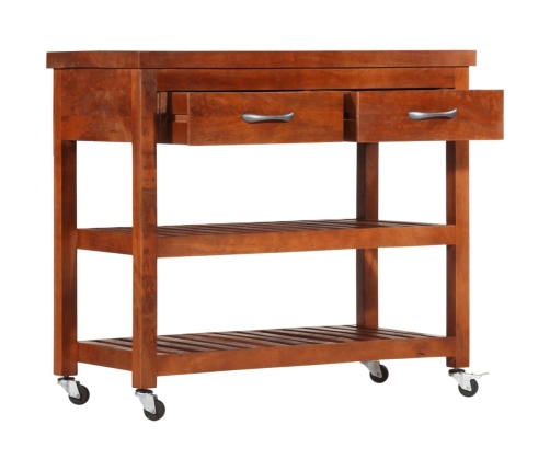 Carrito de cocina de madera maciza de acacia 100x48x89 cm