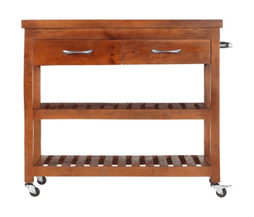 Carrito de cocina de madera maciza de acacia 100x48x89 cm