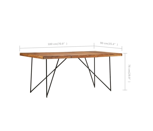 Mesa de comedor de madera maciza de acacia 180x90x76 cm