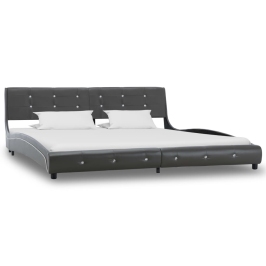 Estructura de cama cuero sintético gris 180x200 cm