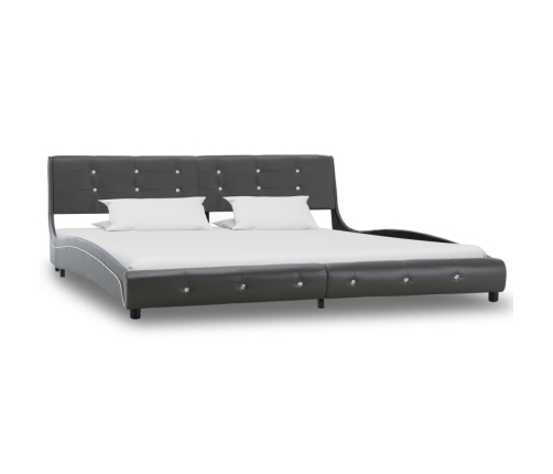 Estructura de cama cuero sintético gris 180x200 cm