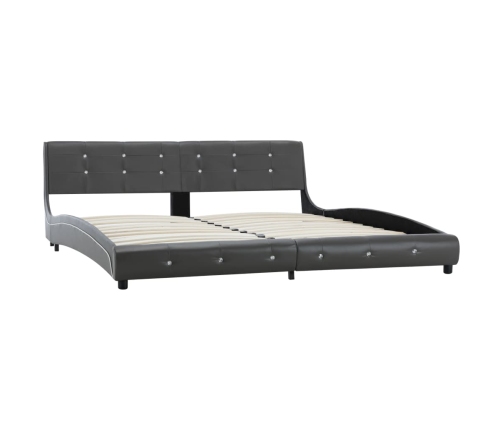 Estructura de cama cuero sintético gris 180x200 cm
