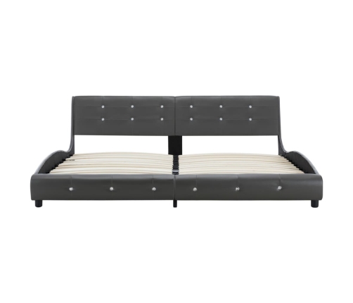 Estructura de cama cuero sintético gris 180x200 cm