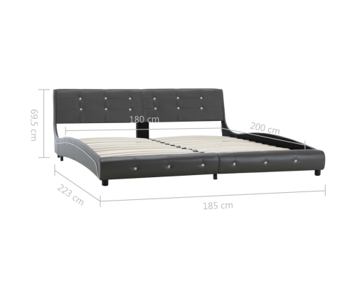 Estructura de cama cuero sintético gris 180x200 cm