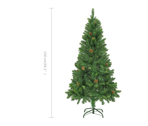 Árbol de Navidad artificial con piñas verde 150 cm