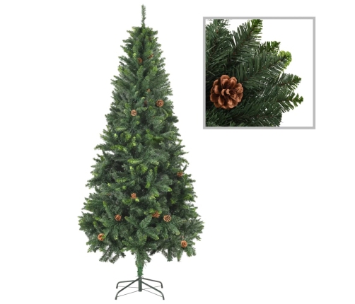 Árbol de Navidad artificial con piñas verde 210 cm