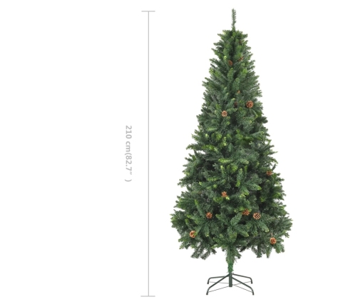 Árbol de Navidad artificial con piñas verde 210 cm