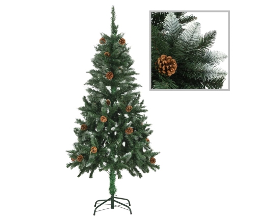 Árbol de Navidad artificial con piñas y brillo blanco 150 cm