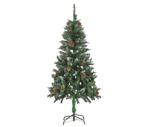 Árbol de Navidad artificial con piñas y brillo blanco 150 cm