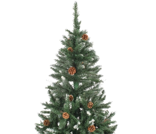 Árbol de Navidad artificial con piñas y brillo blanco 150 cm