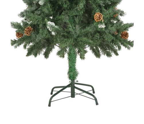 Árbol de Navidad artificial con piñas y brillo blanco 150 cm