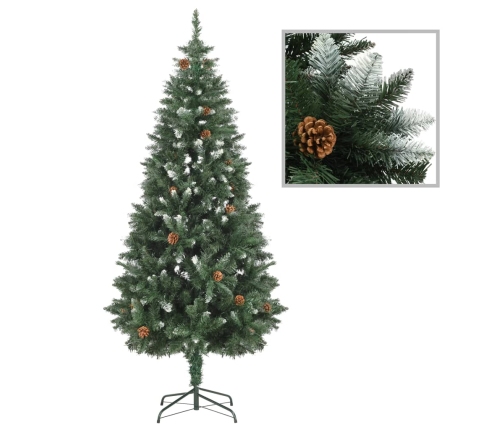 Árbol de Navidad artificial con piñas y brillo blanco 180 cm