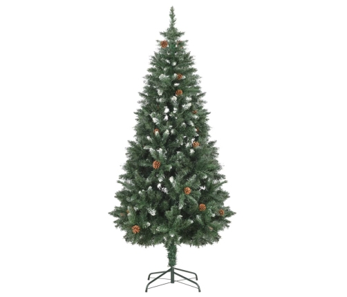 Árbol de Navidad artificial con piñas y brillo blanco 180 cm