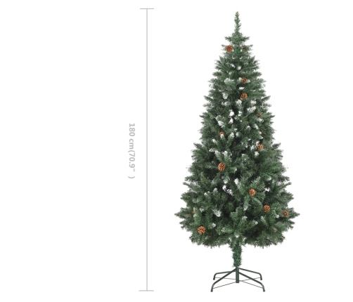 Árbol de Navidad artificial con piñas y brillo blanco 180 cm