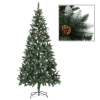 Árbol de Navidad artificial con piñas y brillo blanco 210 cm