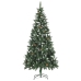 Árbol de Navidad artificial con piñas y brillo blanco 210 cm