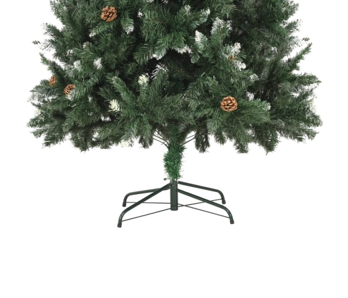 Árbol de Navidad artificial con piñas y brillo blanco 210 cm