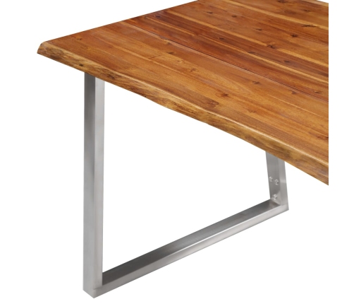 Mesa de comedor madera de acacia y acero inoxidable 160x80x75cm