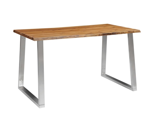 Mesa de comedor madera de acacia y acero inoxidable 140x80x75cm