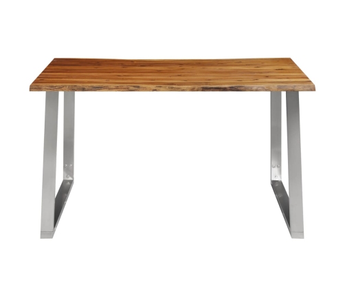 Mesa de comedor madera de acacia y acero inoxidable 140x80x75cm