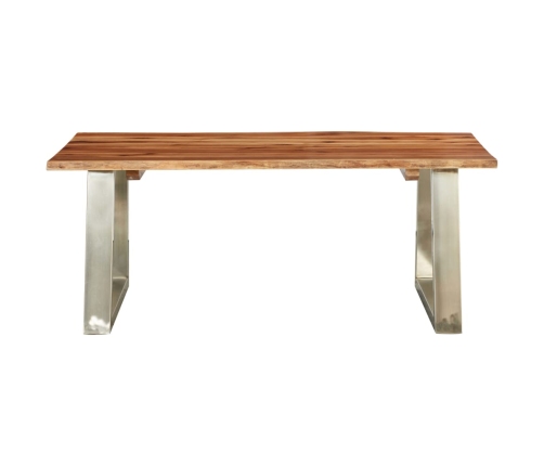 vidaXL Mesa de centro madera de acacia y acero inoxidable 100x60x40cm