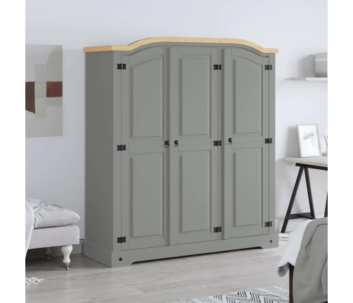 Armario madera de pino Mexicano estilo Corona gris 3 puertas