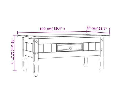 Mesa de centro Corona Range pino mexicano blanco 100x55x44 cm