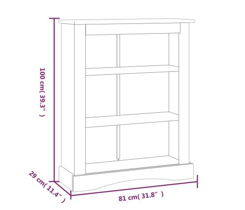 vidaXL Estantería 3 niveles Corona Range de pino mexicano 81x29x100 cm