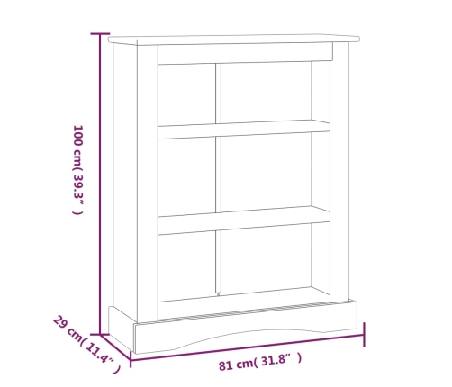 Estantería 3 niveles Corona Range de pino mexicano 81x29x100 cm