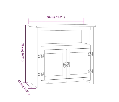 Mueble de TV Corona Range de pino mexicano blanco 80x43x78 cm