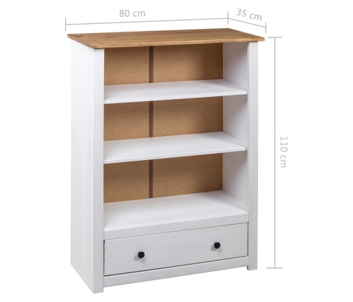 Librería de madera maciza pino estilo Panamá blanco 80x35x110 cm