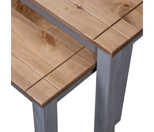 Mesas apilables 2 uds madera maciza de pino Panama Range gris