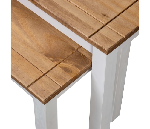 Mesas apilables 2 uds madera maciza pino Panama Range blanco