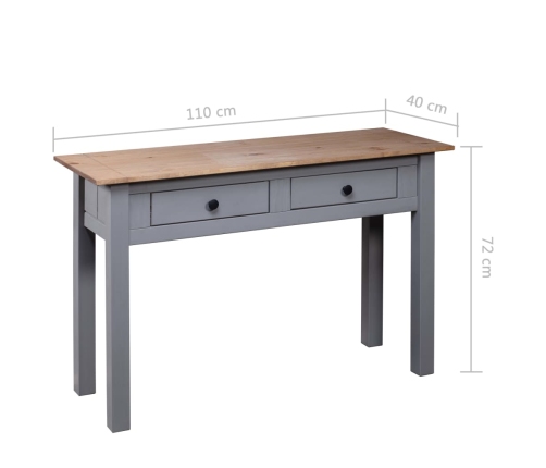 Mesa consola madera maciza pino estilo Panamá gris 110x40x72 cm