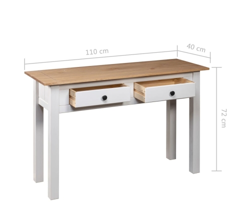 Mesa consola madera maciza pino Panamá blanco 110x40x72cm