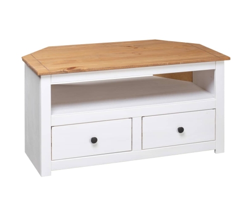 Mueble esquinero TV madera pino estilo Panamá blanco 93x49x49cm