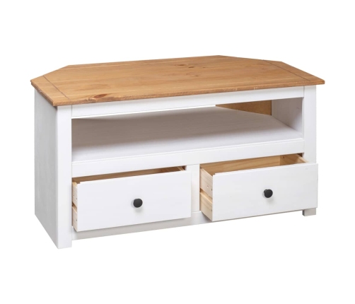 Mueble esquinero TV madera pino estilo Panamá blanco 93x49x49cm