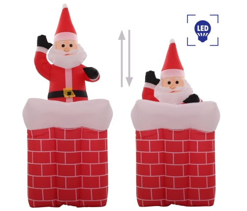 Papá Noel y chimenea inflables con movimiento y LED IP44 180cm