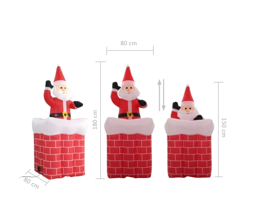 Papá Noel y chimenea inflables con movimiento y LED IP44 180cm