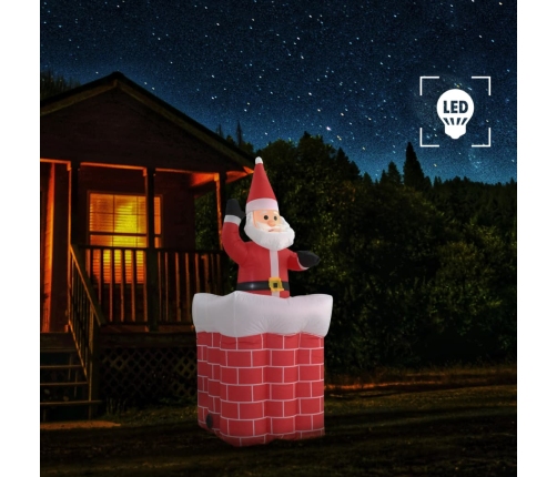 Papá Noel y chimenea inflables con movimiento y LED IP44 180cm