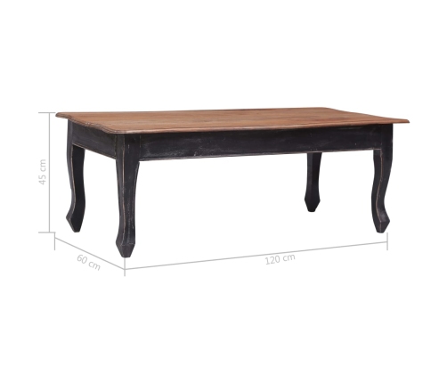 Mesa de centro de madera maciza de caoba negra 120x60x45 cm