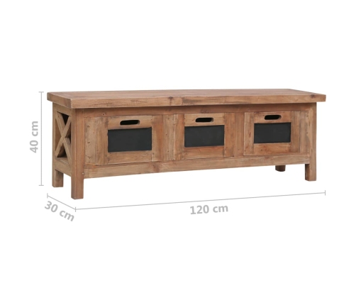 vidaXL Mueble de TV con 3 cajones madera maciza de caoba 120x30x40 cm