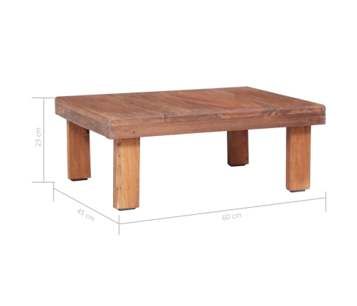 Mesa de centro madera maciza de caoba 60x45x23 cm