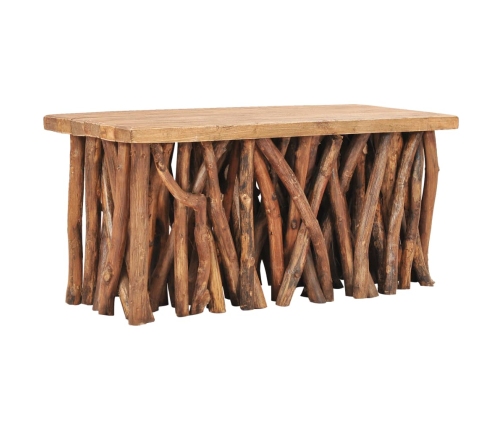 Mesa de centro madera maciza reciclada y teca 100x40x47,5 cm