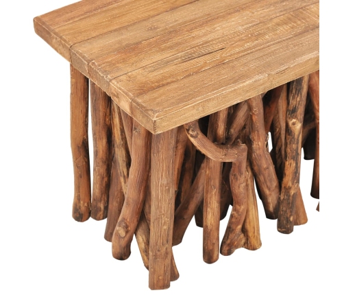 Mesa de centro madera maciza reciclada y teca 100x40x47,5 cm