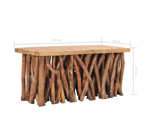 Mesa de centro madera maciza reciclada y teca 100x40x47,5 cm