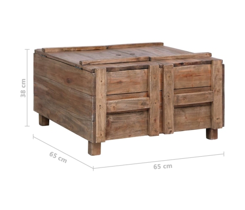 Mesa de centro de madera maciza reciclada 65x65x38 cm